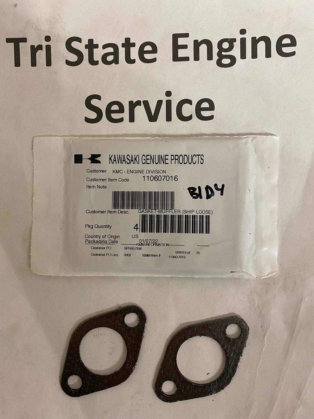 OEM Kawasaki 11060-7016 Muffler Gasket for FH, FR, FS and FX Engine - 2 PACK