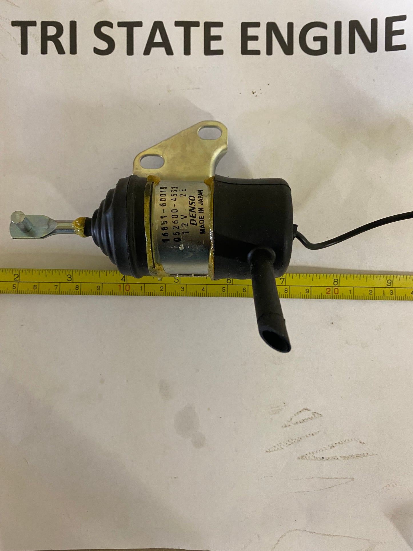 Kubota Stop Solenoid Item #16851-60015 DENSO Fuel Shut Off Solenoid OEM
