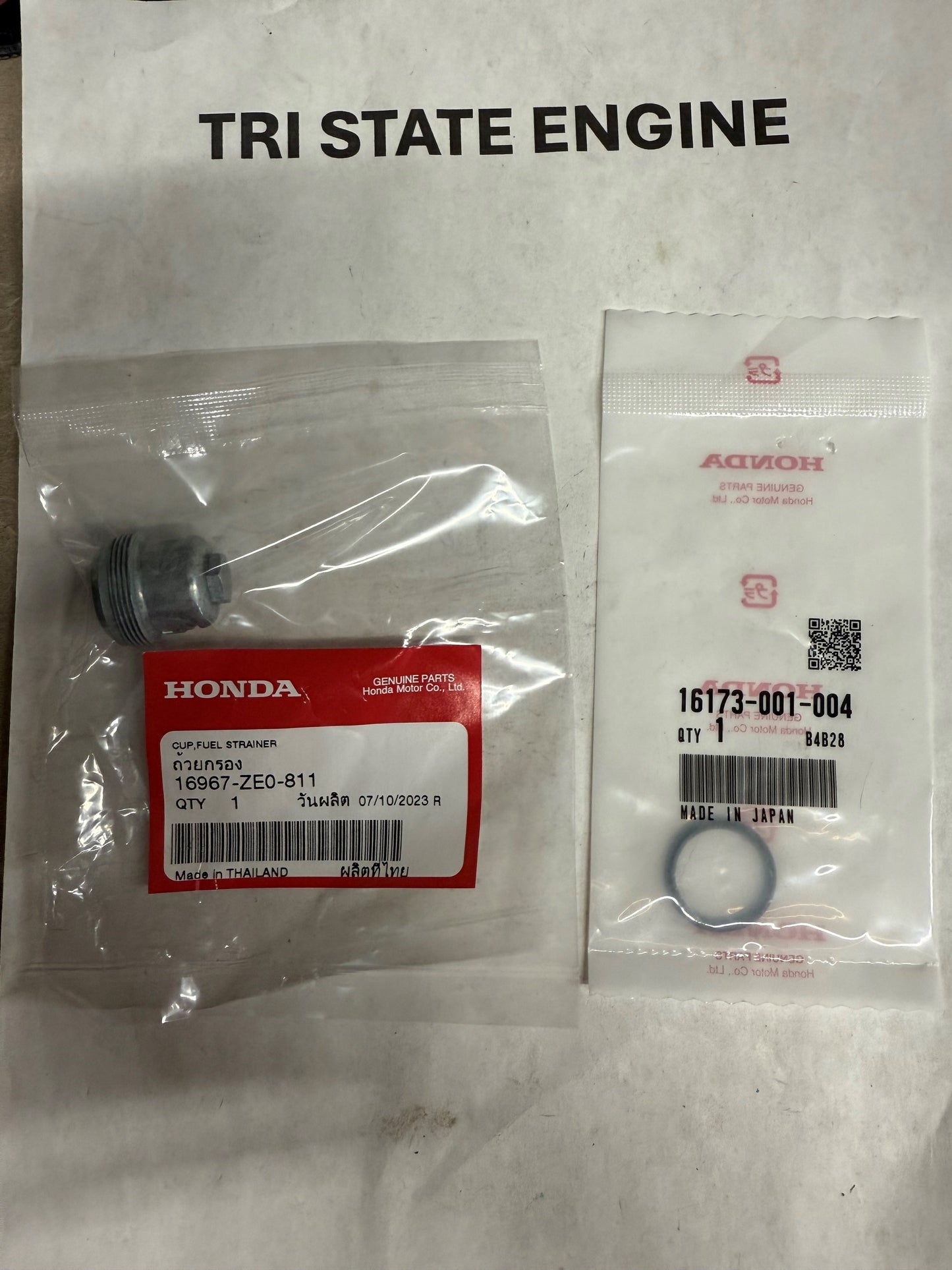 HONDA 16967-ZE0-811 CUP, FUEL STRAINER AND O-RING 16173-001-004