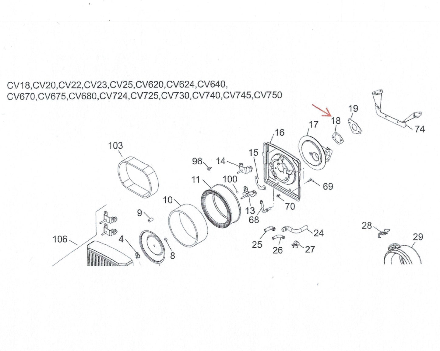 OEM KOHLER GASKET - AIR CLEANER BASE PART # 24 041 14-S