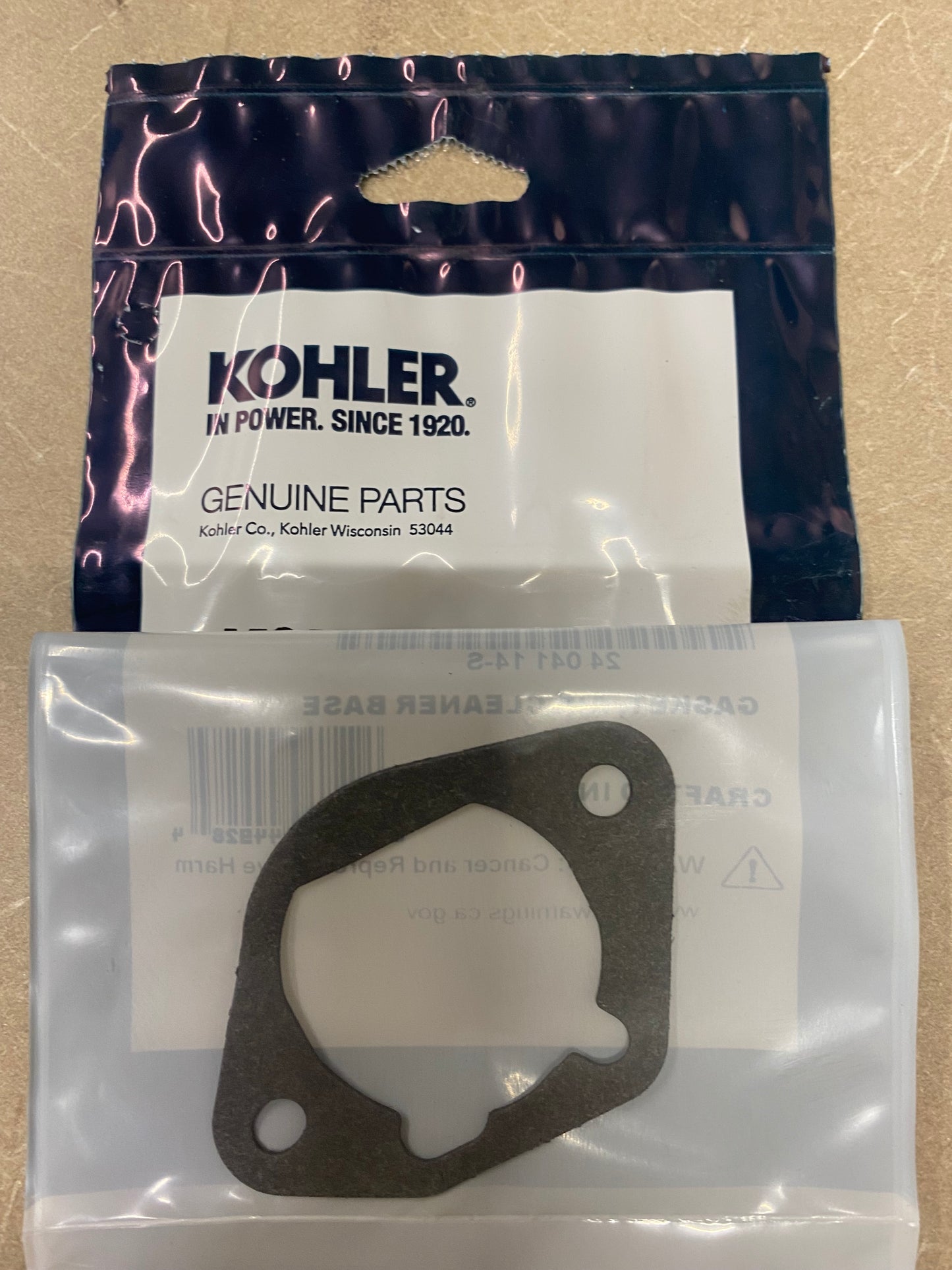 OEM KOHLER GASKET - AIR CLEANER BASE PART # 24 041 14-S