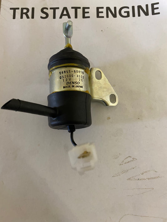 Kubota Stop Solenoid Item #16851-60015 DENSO Fuel Shut Off Solenoid OEM