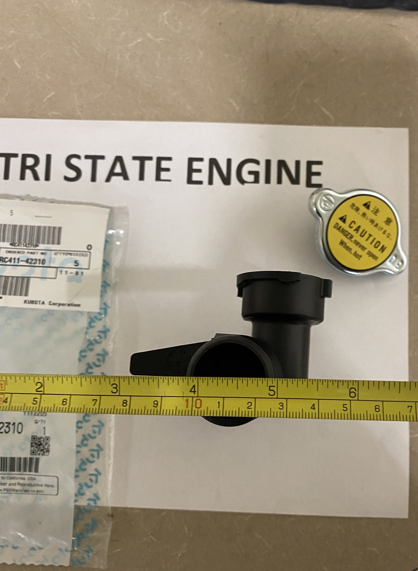 Genuine OEM Kubota Generator Radiator Cap Assembly Coolant Neck RC411-42310