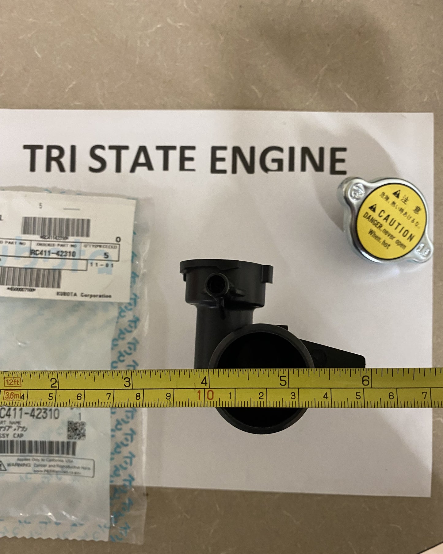 Genuine OEM Kubota Generator Radiator Cap Assembly Coolant Neck RC411-42310