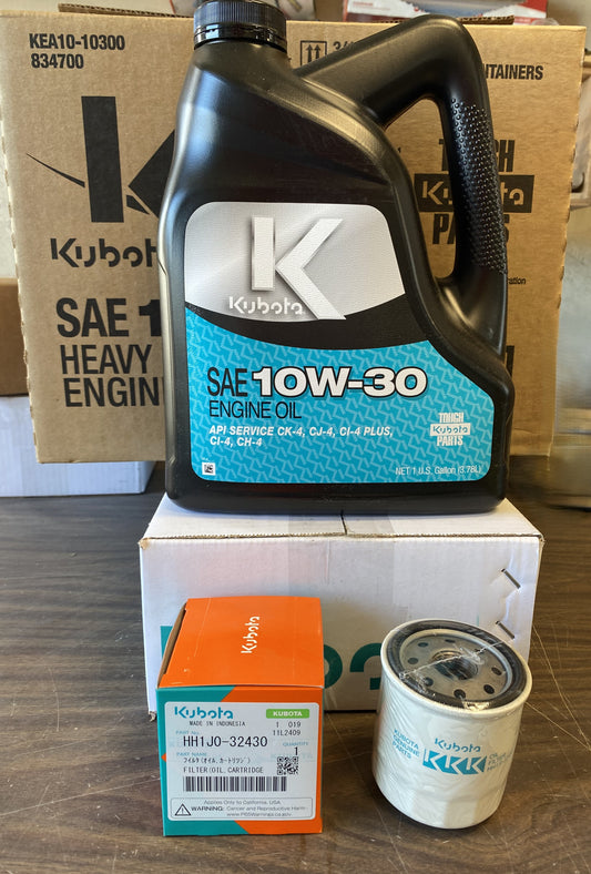 Kubota Engine Oil & Filter Maintenance Kit 10W30 & HH1J0-32430