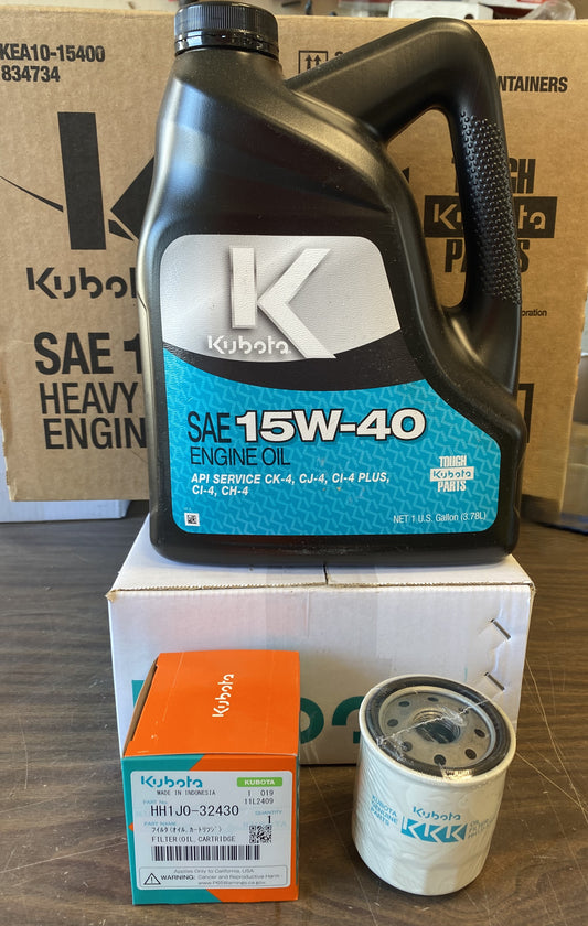 Kubota Engine Oil & Filter Maintenance Kit 15W30 & HH1J0-32430